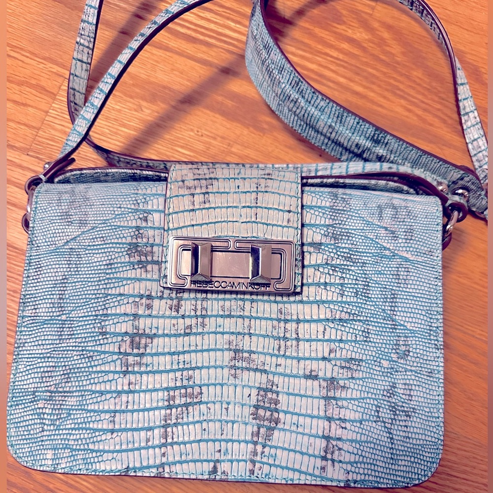 Rebecca Minkoff Blue Croc Embossed Cross Body Bag. NWOT